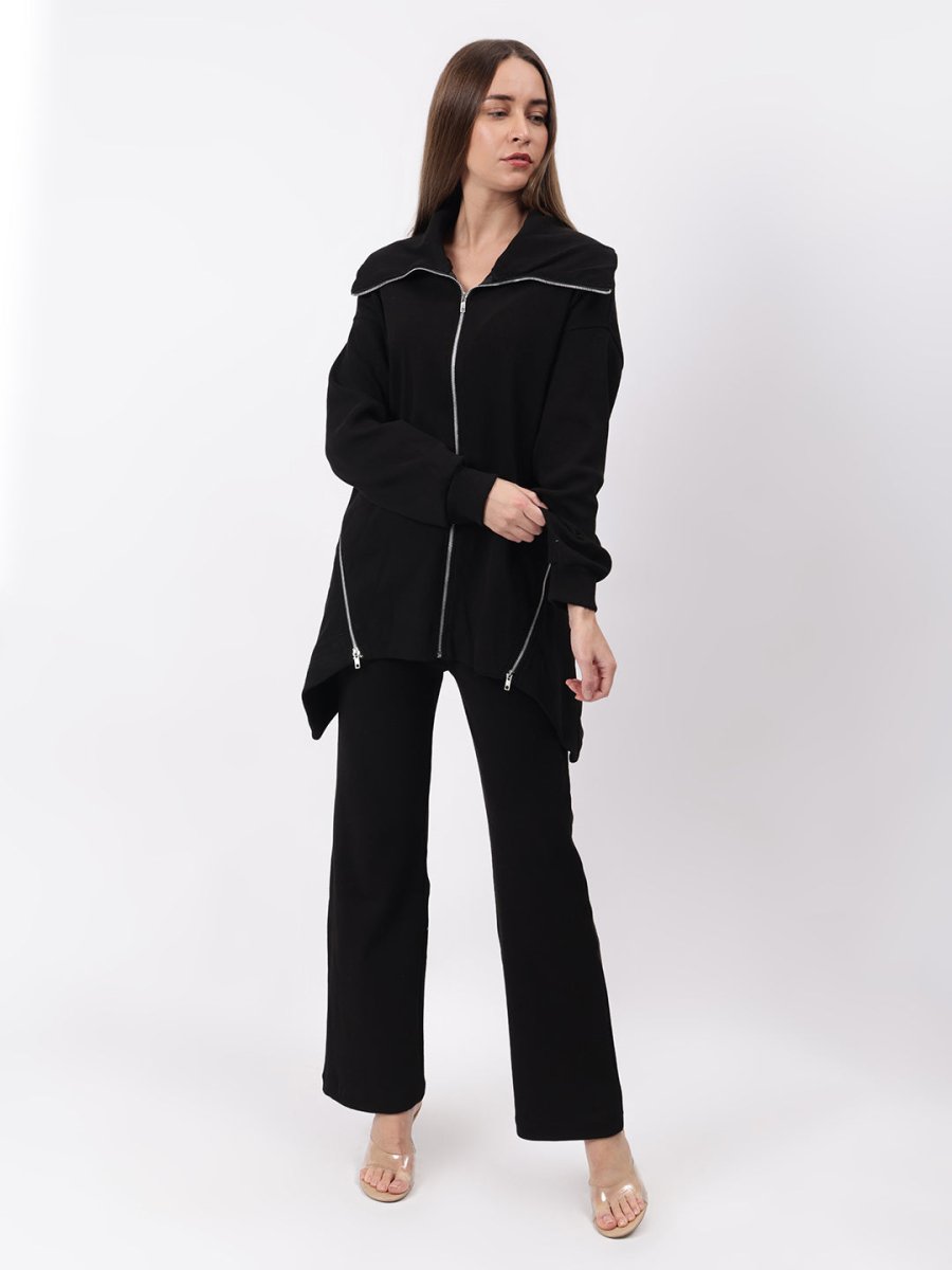 Gaiia Full Sleeves Solid Zipper Co - Ord Set - GAIIA